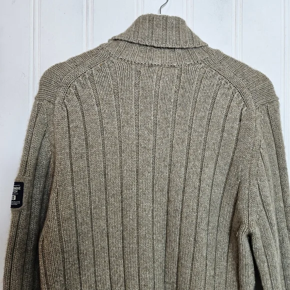 Abercrombie Fitch Heavy Lambswool Sweater XXL Tan Brown Chunky Knit Pullover - Picture 7 of 11